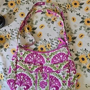 Vibrant Pink and Green Damask Shoulder Bag